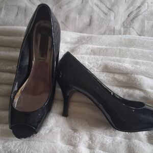 Steve Madden Black Patent Peep-Toe Heels